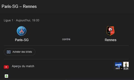 PSG-Rennes, détails du match