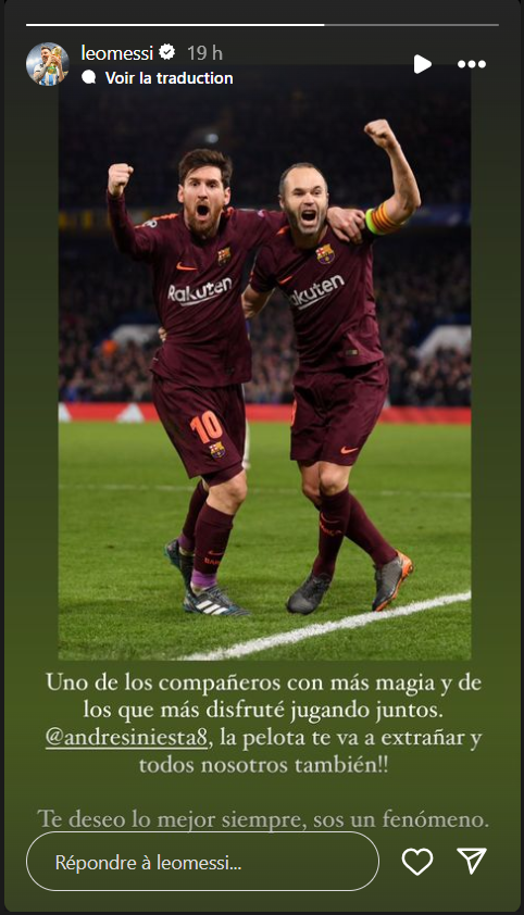 Message de Messi Iniesta