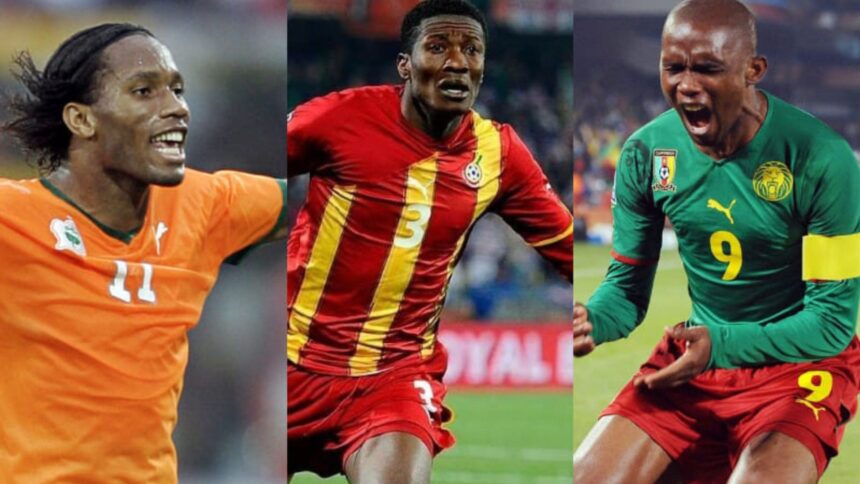Didier Drogba, Asamoah Gyan et Samuel Eto'o