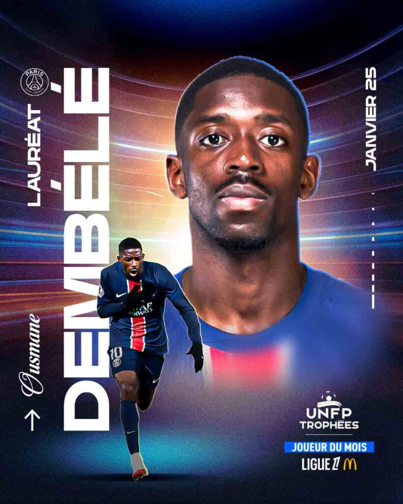 PSG : Ousmane Dembélé sacré joueur du mois en Ligue 1