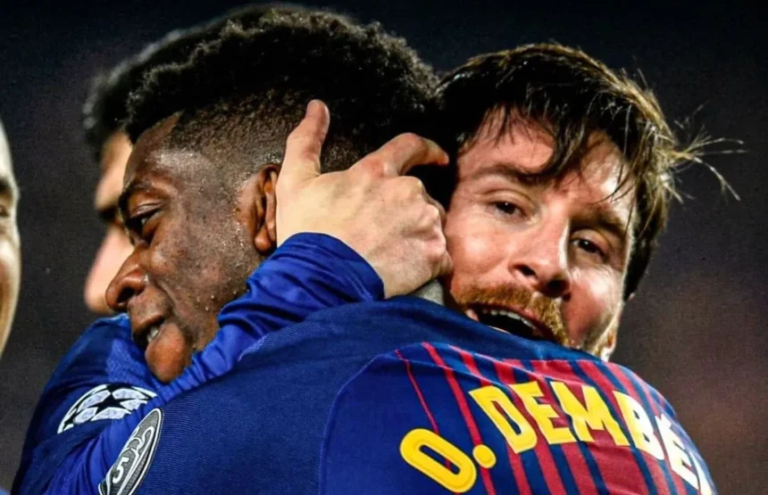 Lionel Messi félicite Dembélé